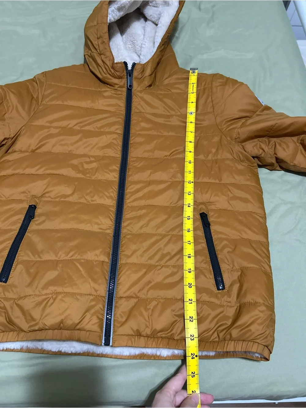 abercrombie kids Hooded Quilted Puffer Jacket in Caramel Brown size 15/16